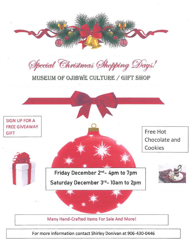 Museum of Ojibwa Culture Special Christmas Shopping Days @ Museum of Ojibwa Culture